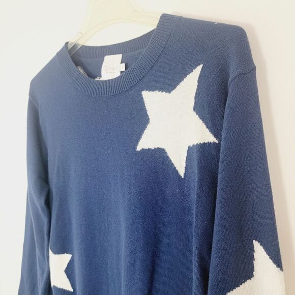 Whisper by Brodie Fine Cashmere Navy Blue Stars Silk Blend Sweater Size Small - Picture 4 of 6